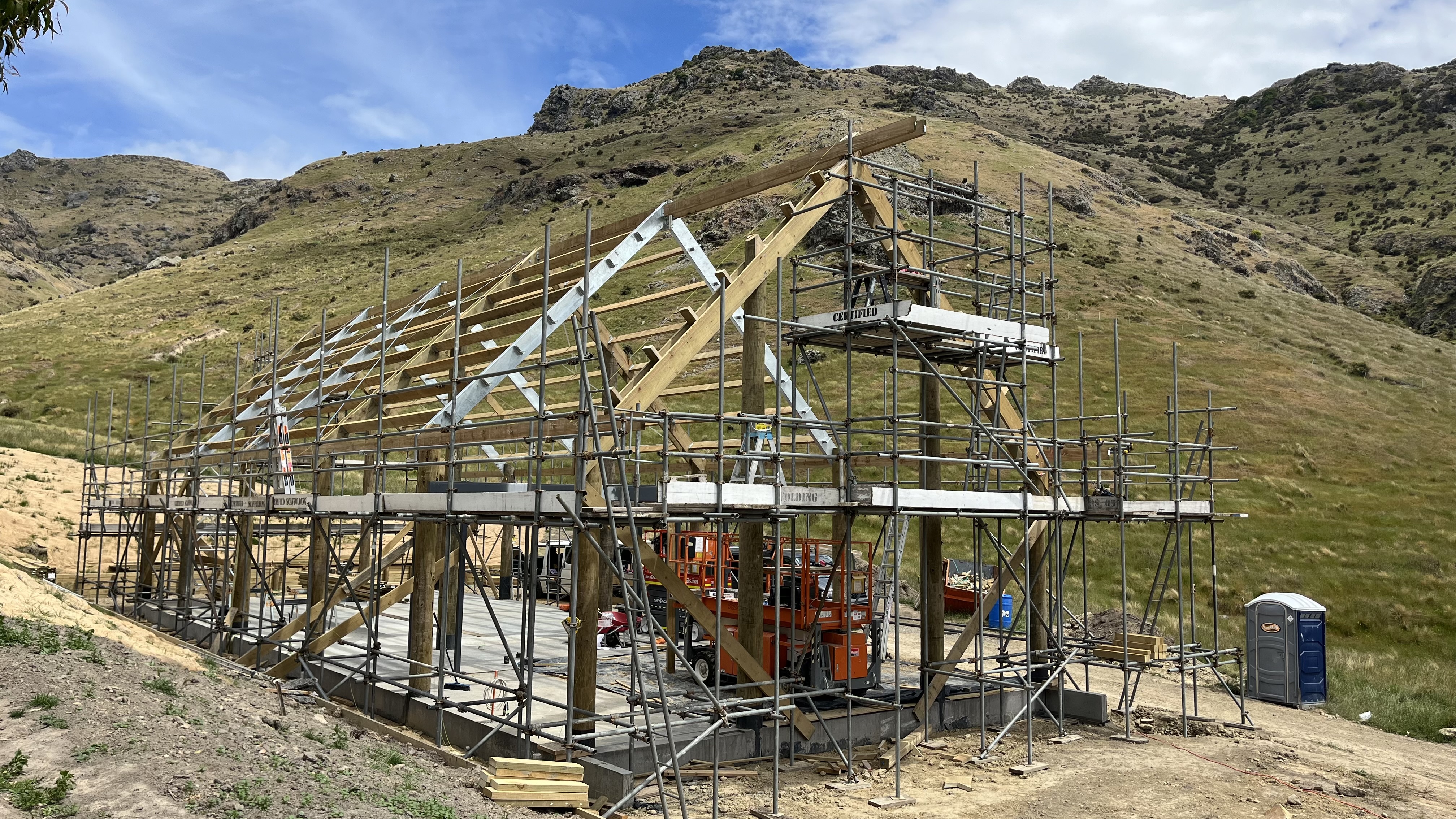 Pole shed in banks peninsula. 1/3 house. 2/3 shed every man’s dream.